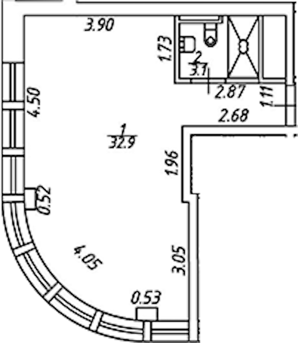 Квартира студия 37.99 м², 2/15 эт., Апарт-отель «Апарт-отель 25-7 Заневский»